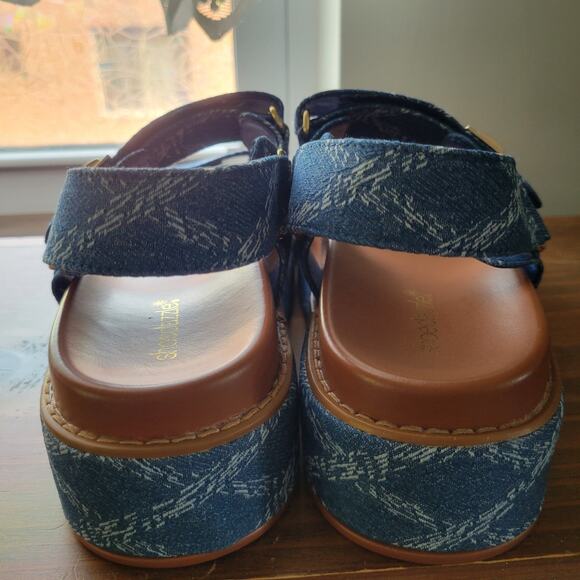 ShoeDazzle Clara Denim Platform Sandals Size 8 New NWT Adjustable Straps - Picture 5 of 8